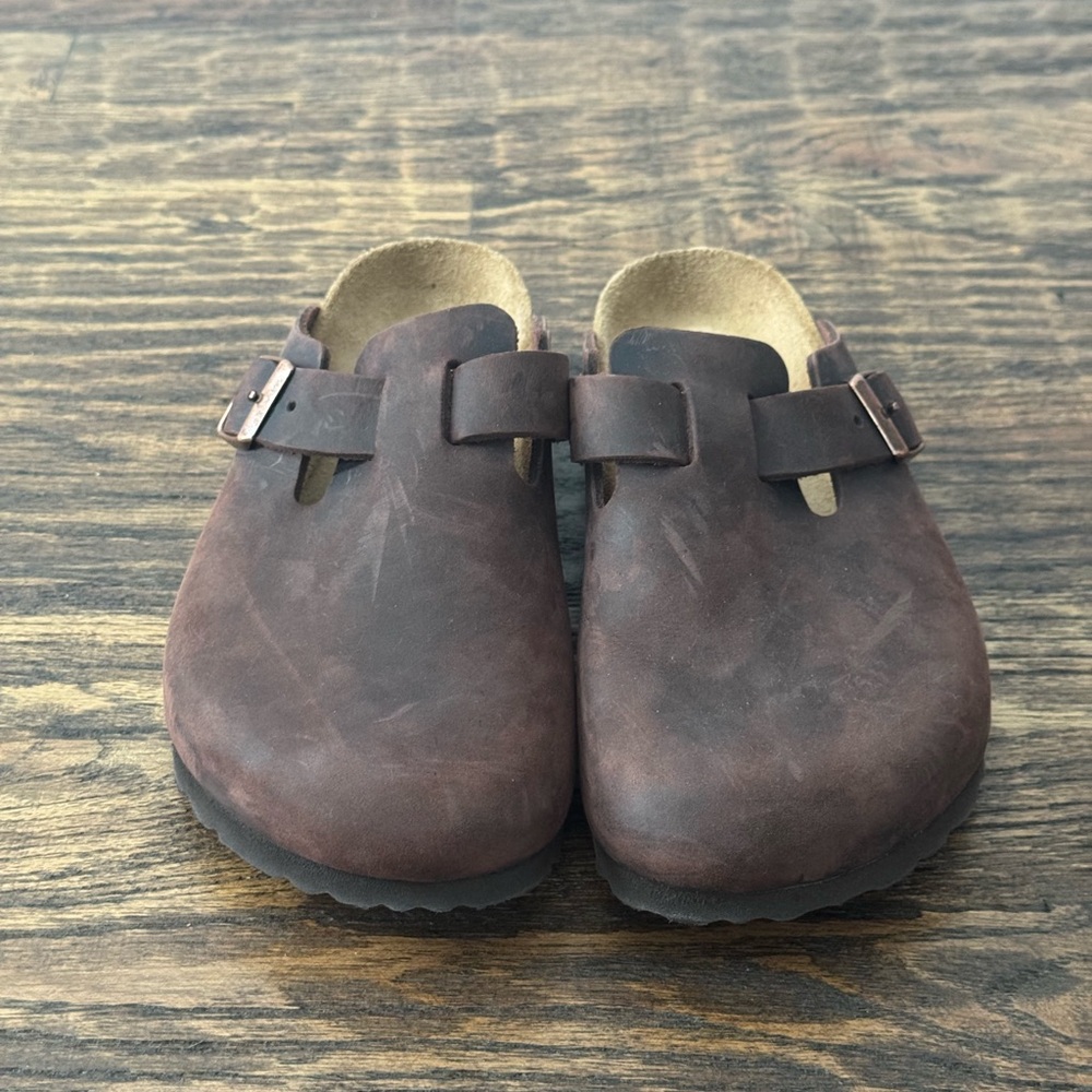 Birkenstock Brown Leather Clogs